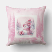 Pinkmas Winter Scene Snowman Pillow Kids Room クッション (裏面)