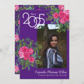 PinkPinkバラPurple写真卒業のお知らせ 招待状 (正面/裏面)