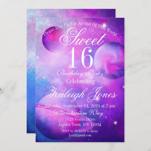 Pinkple Planets Invitation 招待状 (正面/裏面)