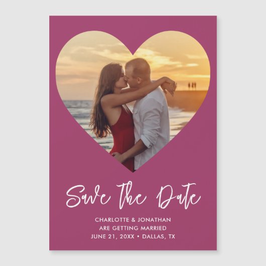 Pink's 結婚 Photo Save The Date Magnetic Card (正面)