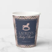 PinkTartan Plaid Classic Rocking Horse Baby Shower 紙コップ (裏面)