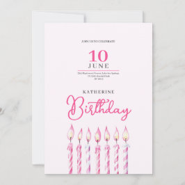 pinky candles girl birthday invitation 招待状
