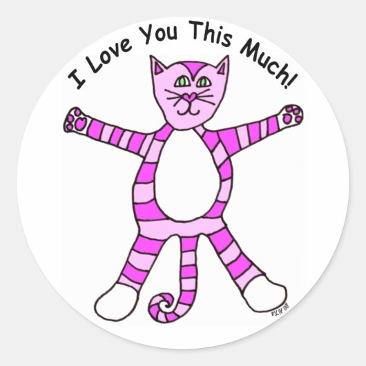 Pinky Cat 「I Love You This Much」ステッカー ラウンドシール (正面)