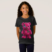 Pinky Cute Pink Halloween Kids Teddy Bear Plush Tシャツ (正面フル)