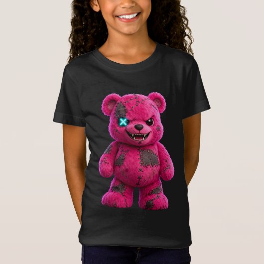 Pinky Cute Pink Halloween Kids Teddy Bear Plush Tシャツ (正面)