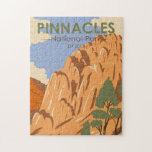 Pinnacles National Park California Vintage  ジグソーパズル<br><div class="desc">Pinnacles vector artwork design. The park is an American national park protecting a mountainous area located east of the Salinas Valley in Central California.</div>