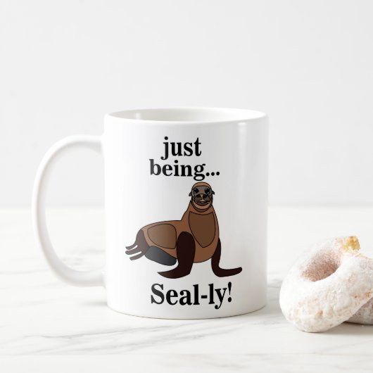 Pinnipeds Seal Funny コーヒーマグカップ (ドーナツ)