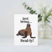 Pinnipeds Seal Funny ポストカード (スタンド正面)