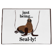 Pinnipeds Seal Funny ラージペーパーバッグ (正面)