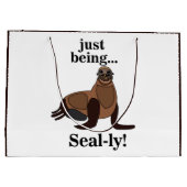 Pinnipeds Seal Funny ラージペーパーバッグ (裏面)