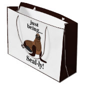 Pinnipeds Seal Funny ラージペーパーバッグ (裏面アングル)