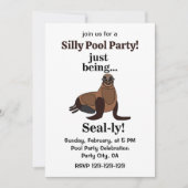 Pinnipeds Seal Funny Pool Party 招待状 (正面)