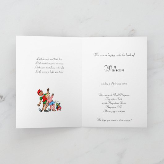 Pinocchioの姉の誕生の発表 案内状 (内部)