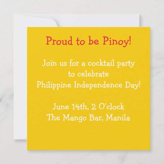 Pinoy Philippine Independence Day Invitation 招待状 (裏面)
