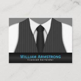 Pinstriedスーツのネクタイ大きなバーテンダービジネスカード 名刺