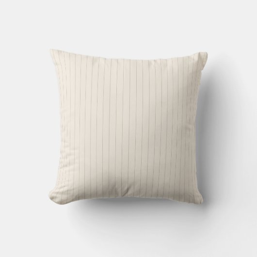 Pinstripe Pillow - Muted Olive Green on Beige クッション (正面)