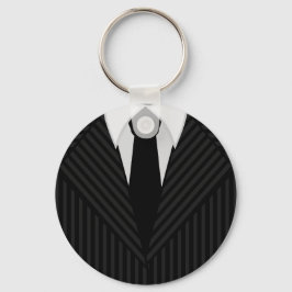 Pinstripe Suit and Tie Mens Classic Round Keyring キーホルダー
