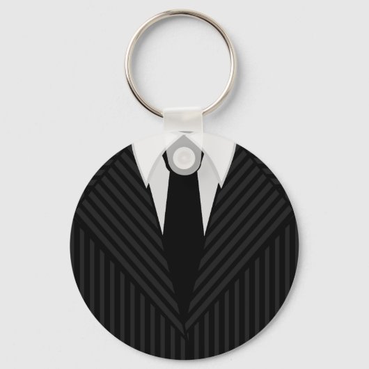 Pinstripe Suit and Tie Mens Classic Round Keyring キーホルダー (正面)