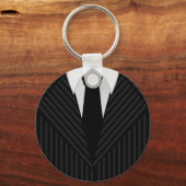 Pinstripe Suit and Tie Mens Classic Round Keyring キーホルダー (正面)