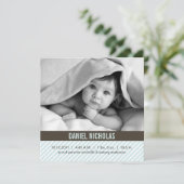 Pinstripesモダンベビーの誕生のお知らせ 案内状 (スタンド正面)