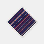 Pinstripes、色は赤、ネイビー、グレー スタンダードカクテルナプキン (角)