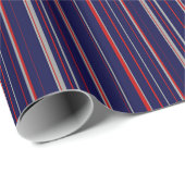 Pinstripes、色は赤、ネイビー、グレー ラッピングペーパー (ロールコーナー)