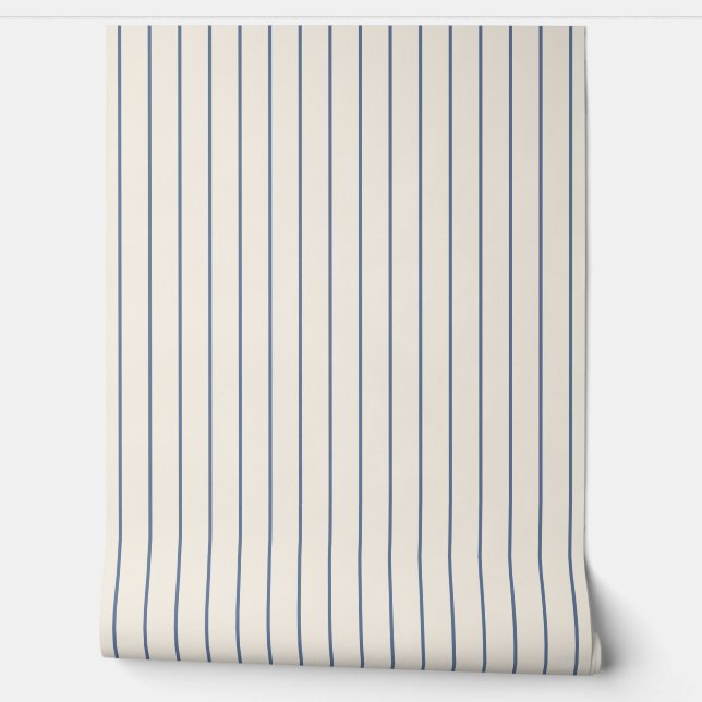 Pinstripes Blue on Ecru Seamless Pattern 壁紙 (ほどく)