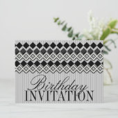 Pinstripes & Diamonds誕生日パーティーの招待状 招待状 (スタンド正面)