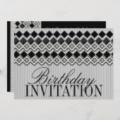 Pinstripes & Diamonds誕生日パーティーの招待状 招待状 (正面/裏面)