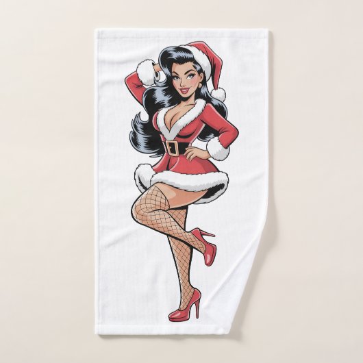 Pinup Santa Babe ハンドタオル (ハンドタオル)