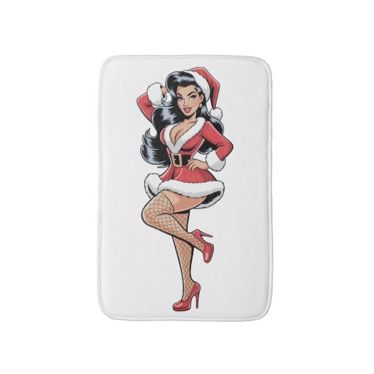 Pinup Santa Babe バスマット (正面縦)