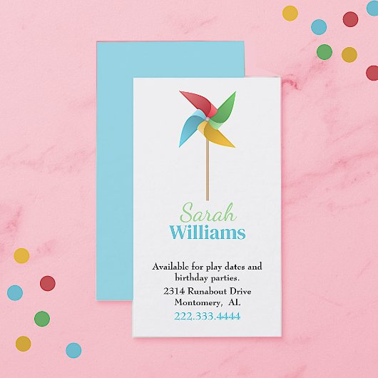 Pinwheelの子供の呼び出しカード コーリングカード