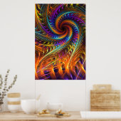 "Pinwheel Dreams" -抽象芸術スパイラルフラクタルアート ポスター (キッチン)