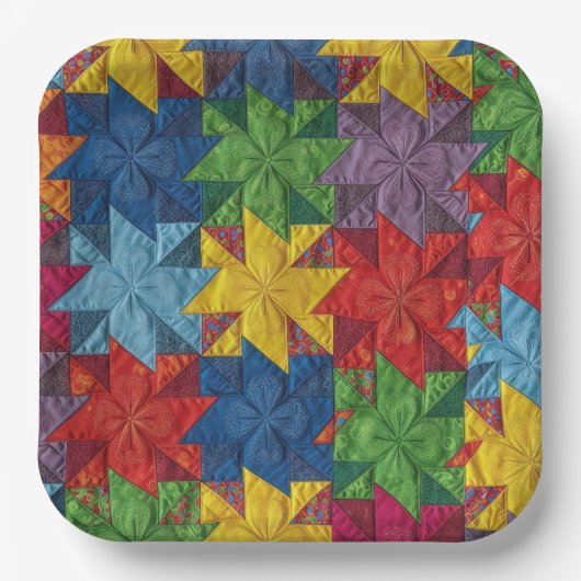 Pinwheel Patchwork Quilt Pattern ペーパープレート (正面)