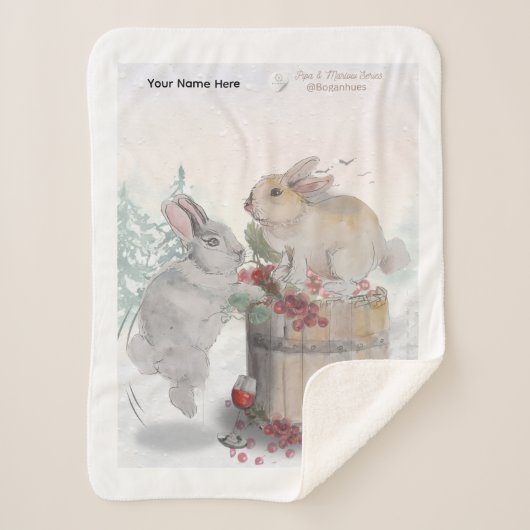 "Pipa & Marlow" Boganhues print シェルパブランケット (正面)