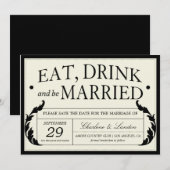 %PIPE%の保存を結婚する華美なヴィンテージ日付 セーブザデート (正面/裏面)