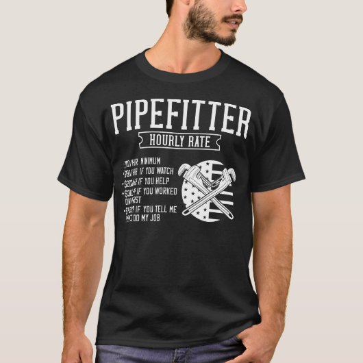 Pipefitter Steamfitter Plumber USAアメリカンフラグ Tシャツ (正面)