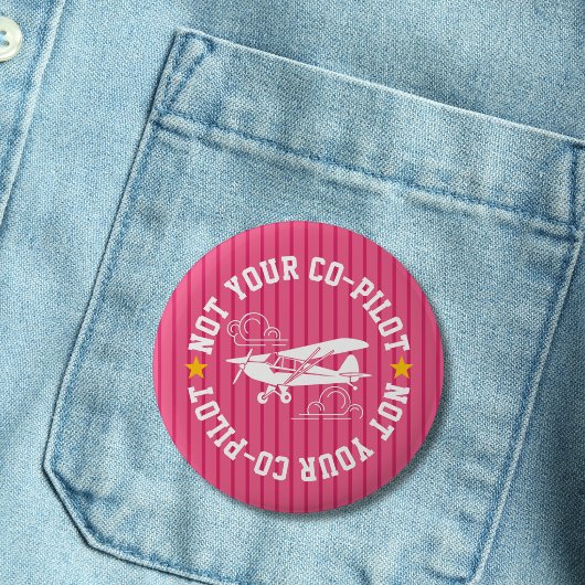 Piper Cub Airplane Not Your Co-Pilot Funny Pink 缶バッジ