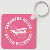 Piper Cub Airplane Not Your Co-Pilot Pink Custom キーホルダー (裏面)