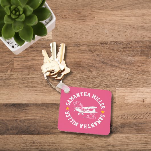 Piper Cub Airplane Not Your Co-Pilot Pink Custom キーホルダー