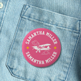 Piper Cub Airplane Not Your Co-Pilot Pink Custom 缶バッジ