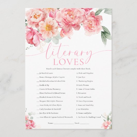 Piper Literary Loves Game 招待状 (正面)