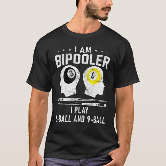 Pipooler Pool Player Pool Cool Billiards 8 and 9 B Tシャツ (正面)