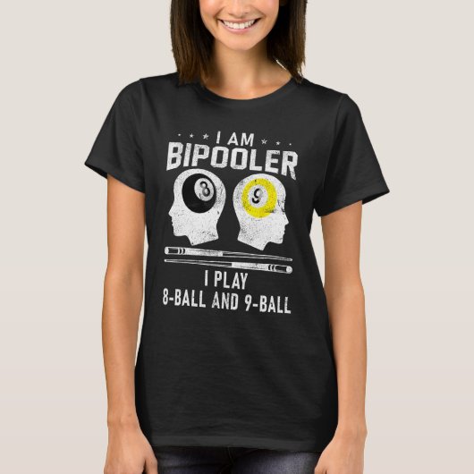 Pipooler Pool Player Pool Cool Billiards 8 and 9 B Tシャツ (正面)