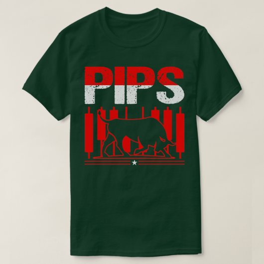 Pips Forexトレーダおもしろいー取引ファンギフト Tシャツ (デザイン正面)