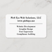 Pir8 Eye お洒落 Standard、3.5インチx 2.0インチ名刺 名刺 (裏面)