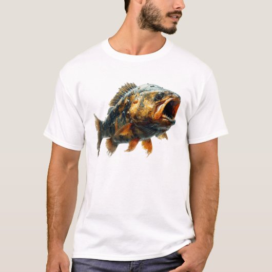 Piranha in photorealistic Style Tシャツ (正面)