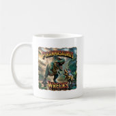 Piranhasaurus Wrecks Illustration – Funny Scary コーヒーマグカップ (左)