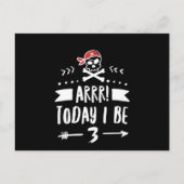 Pirate 3Th Birthday Party Arrr Today I Be 3 Red ポストカード (正面)