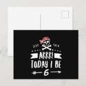 Pirate 6Th Birthday Party Arrr Today I Be 6 Red ポストカード (正面/裏面)